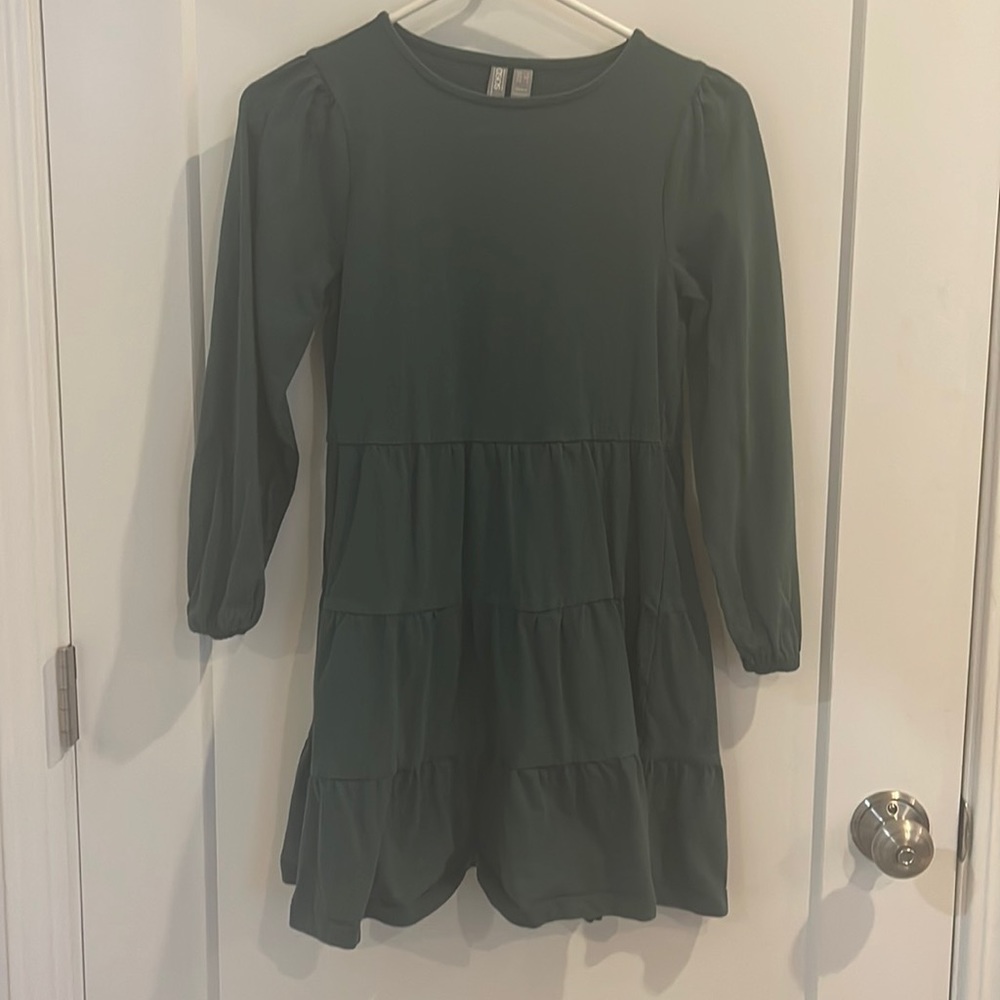GREEN LONG SLEEVE MINI DRESS